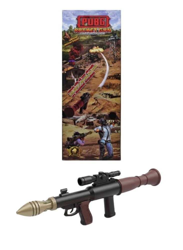 ببجي مسدس لعبة قاذفة صواريخ على غرار لعبة ببجي - مسدس بلاستيكي للعب الأدوار مزود بمنظار للأطفال، أسود وبني، قطعة واحدة - Image 1